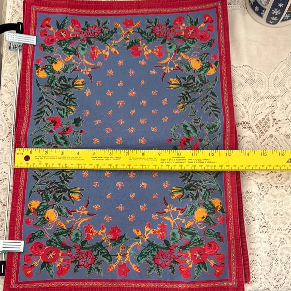 William Sonoma 100% Cotton French Country Placemats Blue and Red, Set of 4